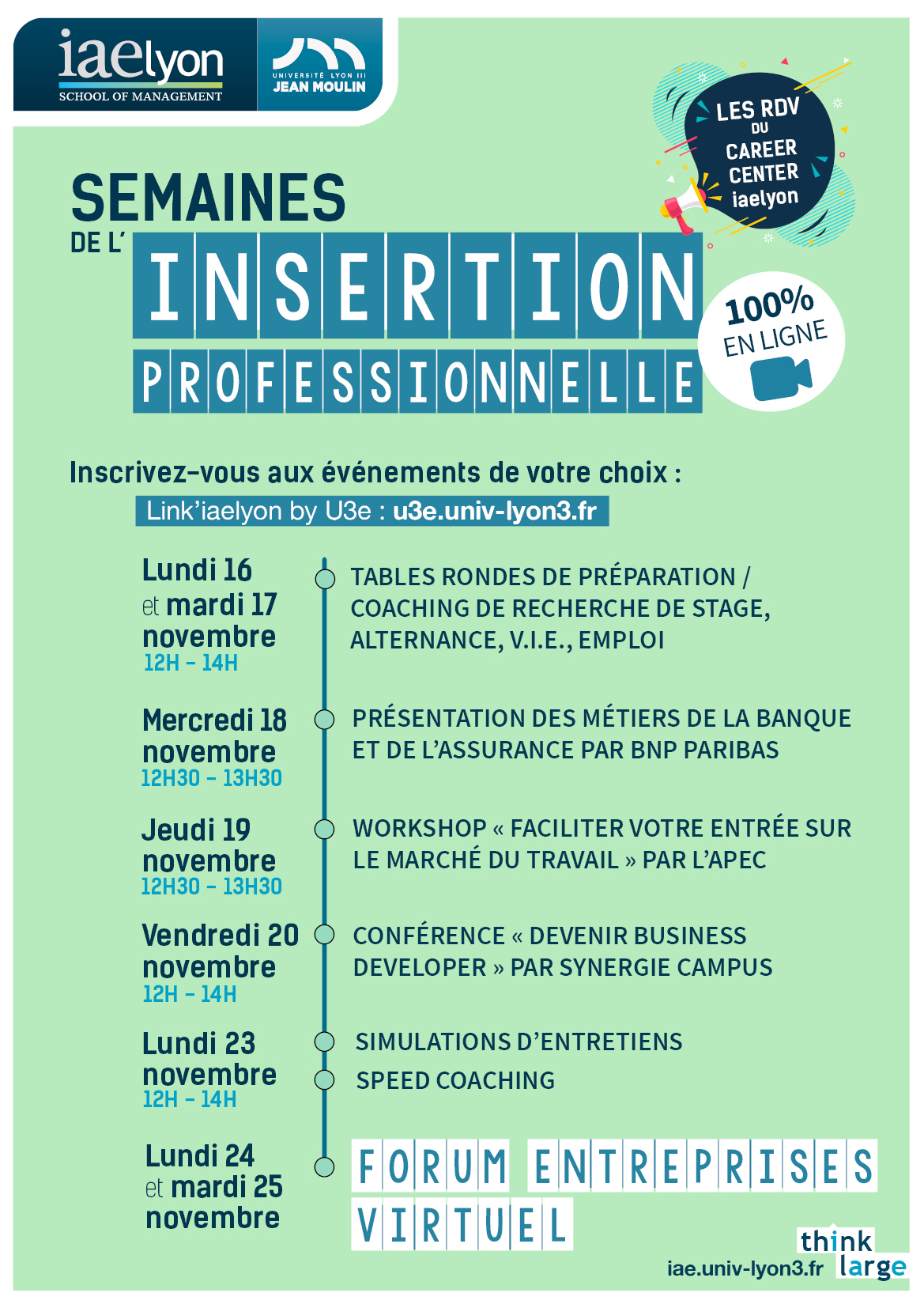 Les Semaines De L Insertion Professionnelle A L Iaelyon Edition 100 En Ligne Iaelyon School Of Management